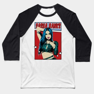 Sasha Banks Wrestling Pop Art Comic Style Baseball T-Shirt